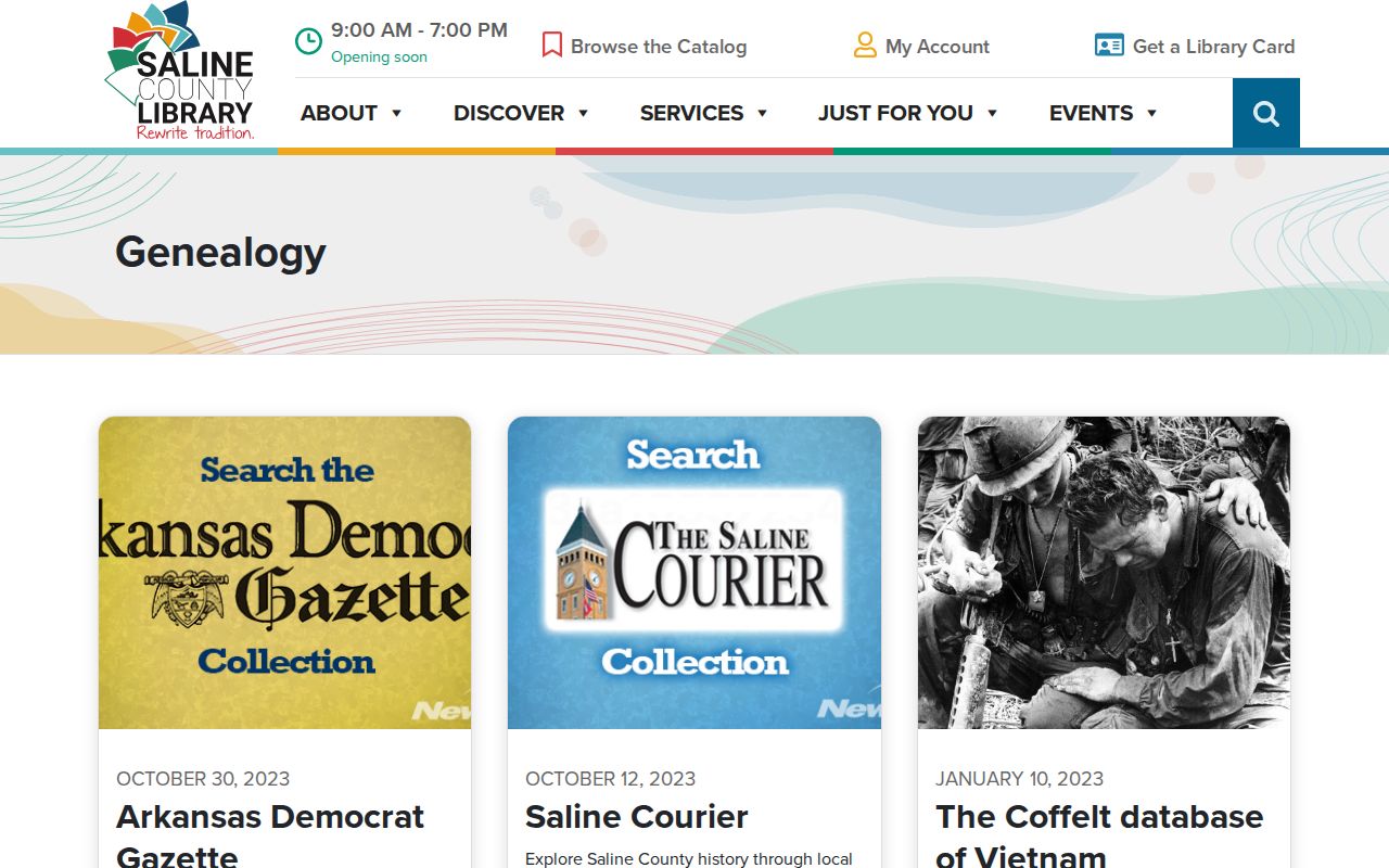 Benton people search Saline County Library genealogy and obituary resources