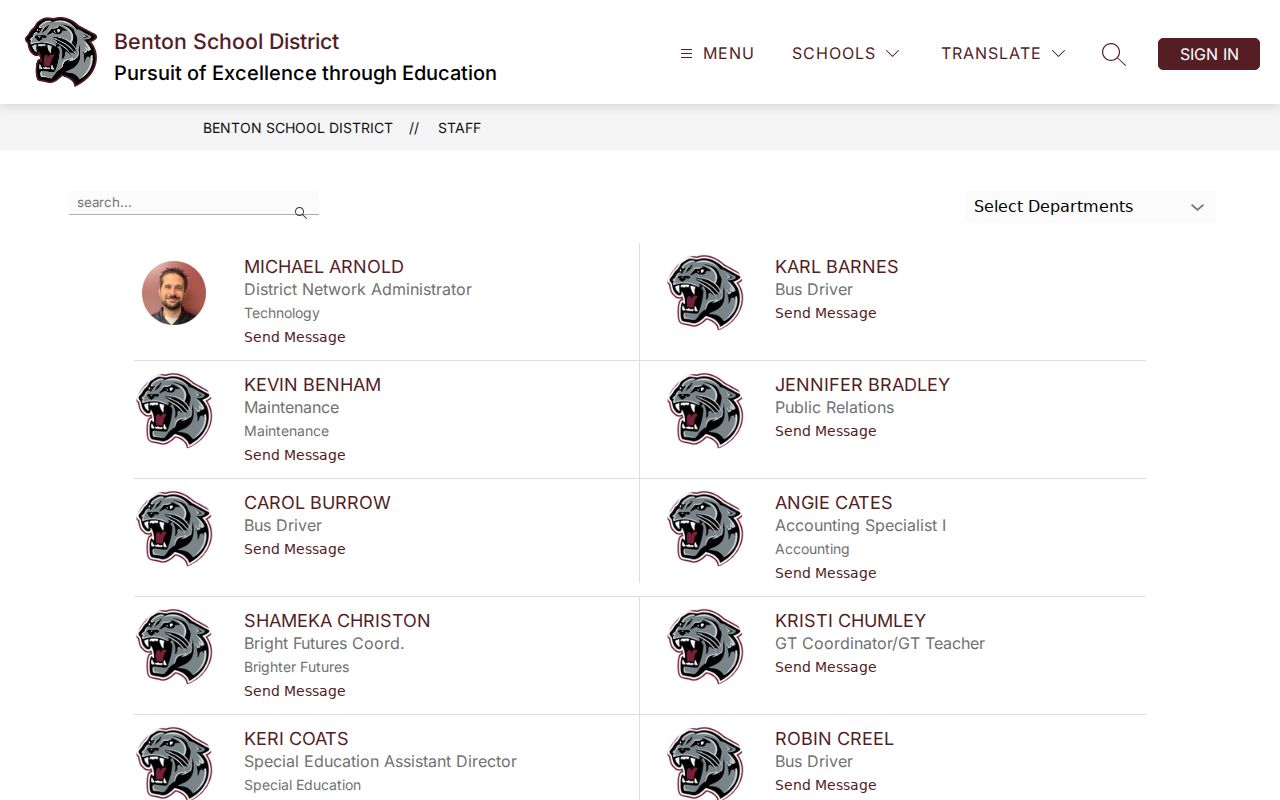 Benton people directories school district staff directory search