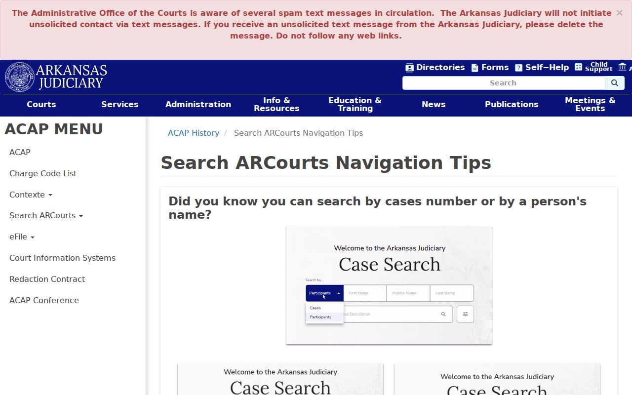 Benton public records Search ARCourts navigation tips